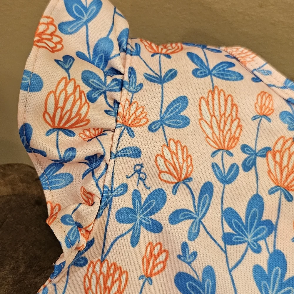 Bapron-Bib & Apron Hybrid Floral Design With Ruffles